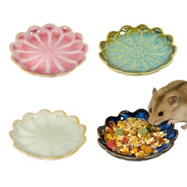 4PCS Ceramic Hamster Food Dish,Sunflower Guinea Pig Food Bowls 4.5in