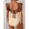 B2prity Women's One Piece Swimsuit Ruffle Sleeve Cut Out Bathing