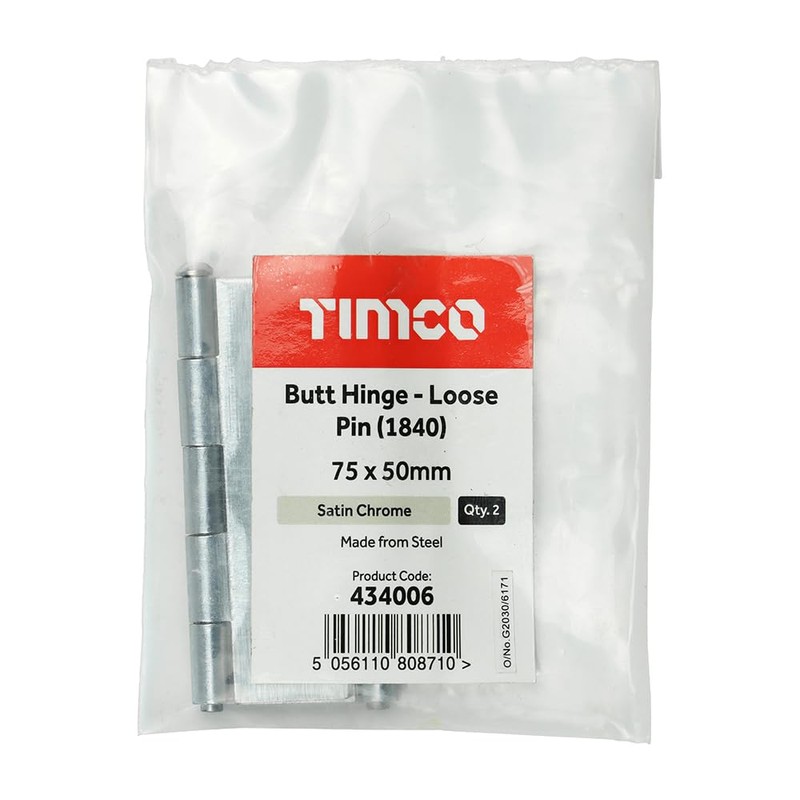 Timco - Butt Hinge - Loose Pin (1840) - Satin