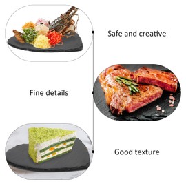 TNSLAND Slate Plates, Slate Plate, Serving Plate, Slate Board for Labelling, Stone Plate, Slate Plate, 20 x 20 cm, Serving Plates, Slate Plates, Slate Hearts for Buffet, Sushi, Cheese, Pack of 2