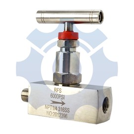 RFS Stainless Steel 316 Straight Needle Valve, 3/8" Male X 3/8" Female NPT Connection, up to 6000 PSI, 2 Port Industrial Hydraulic Flow Control Valve