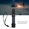 LED Flashlight Zoomable 3 Light Modes USB Or Solar Charge