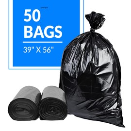 Reli. 55-60 Gallon Trash Bags Heavy Duty | 50 Bags | 50-60 Gallon | Large Black Garbage | Made in USA