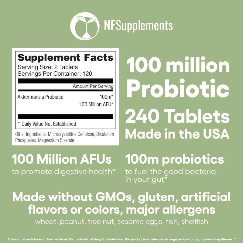 Natural Foundation Supplements Akkermansia Muciniphila Probiotic Supplement 240 Tablets for