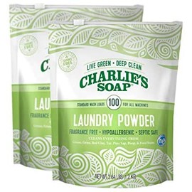 Charlie’s Soap Laundry Powder (100 Loads, 2 Pack) Hypoallergenic Deep Cleaning Washing Powder Detergent – Eco-Friendly, Safe, and Effective