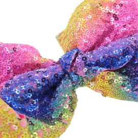 Xansema Hair Bows for Girls, 8 Inches Sequins Large Bows Alligator Hair Clip Hair Barrettes Accessories for Women Teens Girls Kids (Red)