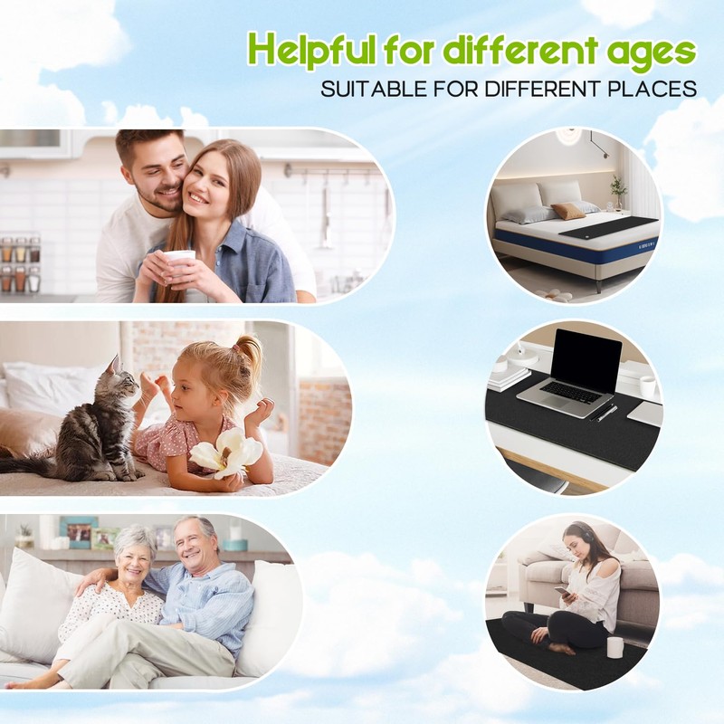 Grounding Mat for Sleeping, Carbon Leatherette Grounding Pad for Bed,