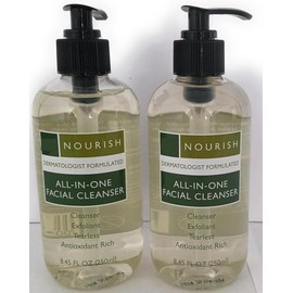 T'J's Nourish Facial Cleanser, Dermatologist Formulated, Antioxidant Rich, 8.45 fl oz, Pack of 2