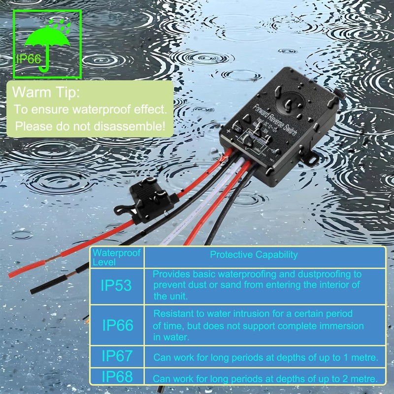 Waterproof Forward Reverse Remote Control Switch up to 168 FT,DC