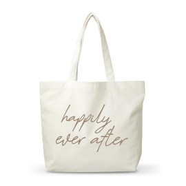 Bridal Shower Canvas Tote Bag, Happily Ever After Tote, Bachelorette Gifts For Bride, Reusable Shopping Bag, Bridesmaid Gift, Wedding Shower Decorations Supplies Favors -A21