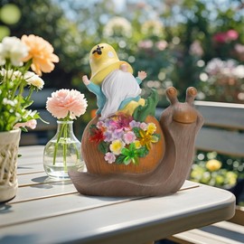 Etlemonde Solar Gnomes Outdoor Snail Garden Statue for Yard with Outdoor Decorations for Patio Mom Gift