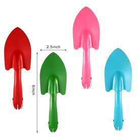 Honoson 4 Pieces 8 Inch Mini Trowel Set Sand Shovels Small Metal Hand Shovel Colorful Toy Spades Garden Tools for Beach Soil Planting Digging Gardening Transplanting