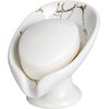 Ceramic Soap Dish Holder,Self Draining Soap Holder, Leaf-Shape Easy Cleaning