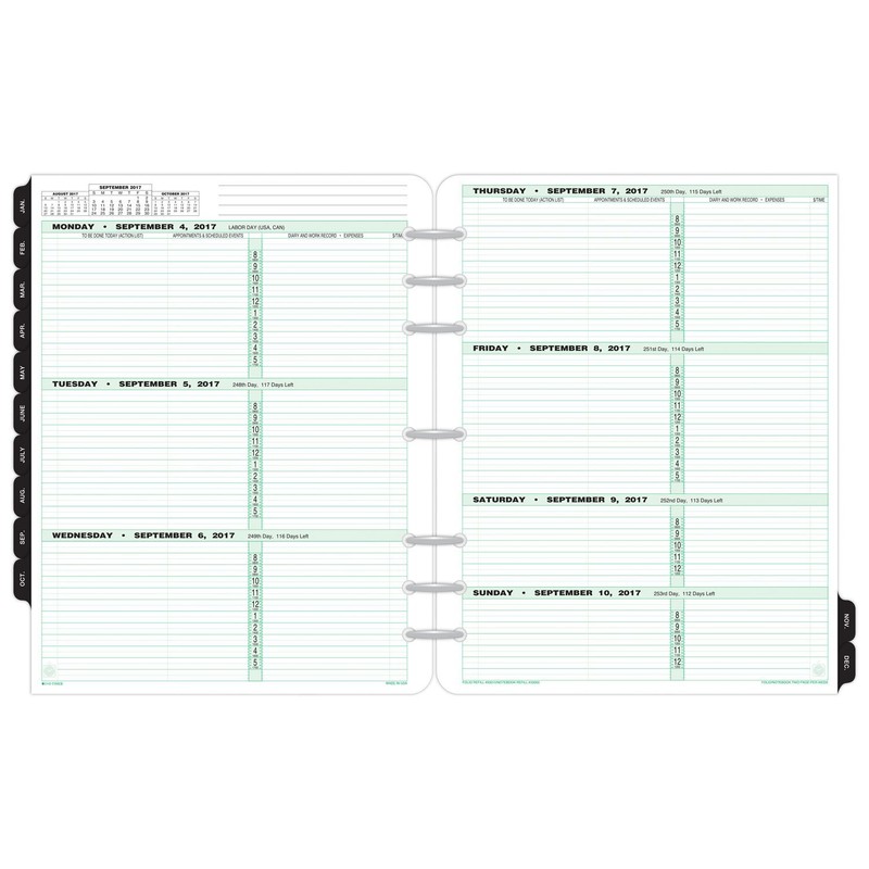 Day-Timer planificador semanal Refill 2017, dos páginas por semana, Loose