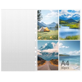 QWORK® 30 Pack A4 Photo Album Refill Pages, Holds 240 A6 Photos - Standard 11 Holes Fits A2/3/4 Ring Binders