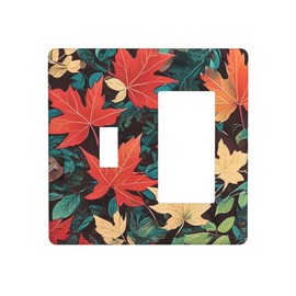 Decorative Wall Plate 2 Gang Comb Maple Leaf Light Switch Cover Outlet Faceplate Cover Suitable for Living Room Bedroom Bathroom Offices House Kitchen