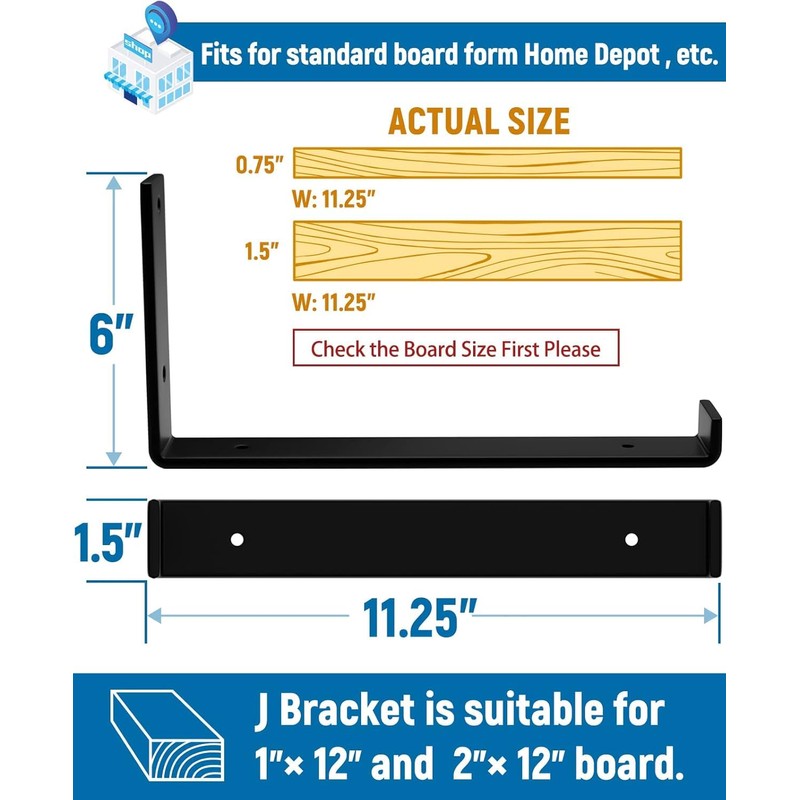 LEOPO 12 inch 12 Pack Shelf Brackets for DIY Floating