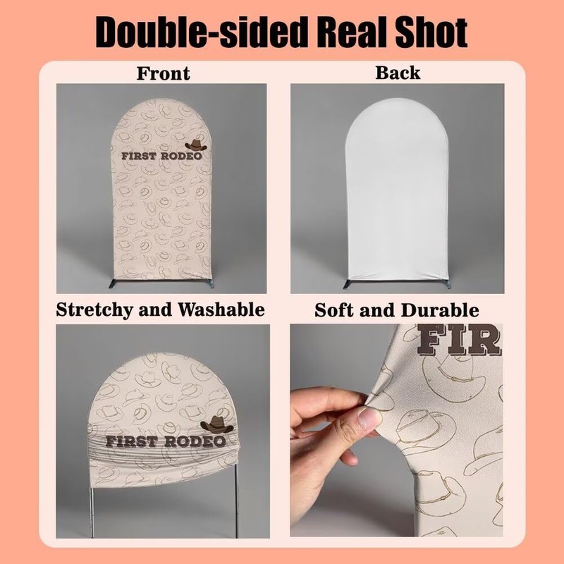 Iydamc Western Cowboy Arched Backdrop Cover 7.2FT My First Rodeo