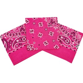 HankieWorld Bandanas for Women and Men，3 Pack Super Soft Thin 60s Preium Cotton 22 inch Handkerchiefs(3 Pack-Hot Pink)
