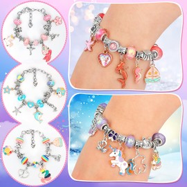 Raoclay Bracelets Make Your Own Children's Set, Gifts for Girls 5 6 7 8 9 10 11 12 Years, Charm Bracelet Jewellery Crafts Girls, Bracelet Making Kit as Birthday Gift, Christmas Gifts