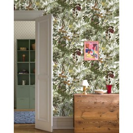 MelunMer Green Peel and Stick Wallpaper Botanical Tropical Removable Self-Adhesive Wallpaper for Bedroom Vintage Contact Paper Floral/Leaf Boho Wall Paper Bathroom Cabinets Wall Mural 78.7in 17.3in