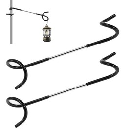 AYMQC Camping Lantern Holder Tent Poles Post Hook Outdoor Double Ended Lantern Hook for Camping Garden Hanging Lanterns Kettle Garbage Bags Pack of 2 (Black)