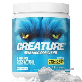 CREATURE Complejo de creatina monohidrato de creatina en polvo con 5 tipos de creatina, incluida la creatina HCL Con-Crt, promueve los músculos, la...