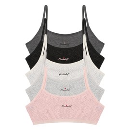 Donella Training Bra for Teen Girls - Cotton Crop Cami for Girls Bralette 5-Pack, Assorted Dots, Age: 10-11