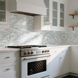 Art3d 10-Sheet Heavy-Duty Peel and Stick Backsplash, Waterproof Wall Tiles Stick on Kitchen Backsplash Living Space, Beige & White