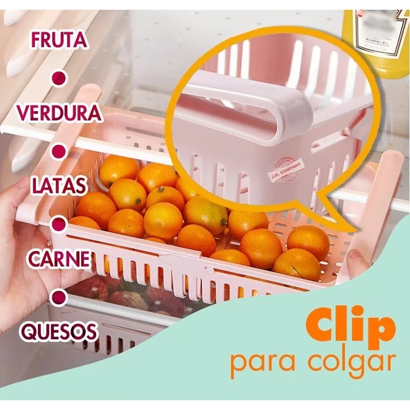 J.H. Company Cajon Organizador Retractil Para Refrigerador Cocina Hogar