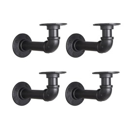 Industrial L Pipe Shelf Brackets for 7-14 in Depth Wood,Heavy-Duty 3/4" Iron,Wall Mount Floating Shelf Bracket L Metal Pipe Shelving Brackets for Wood-Black DIY Pipe Shelves(6.7*3.1 Inch 4 Pack)