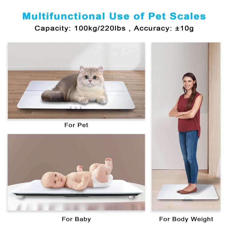 UNIWEIGH Digital Pet Scale 220lbs x10g Accuracy,Dog/Cat Animal Scales with