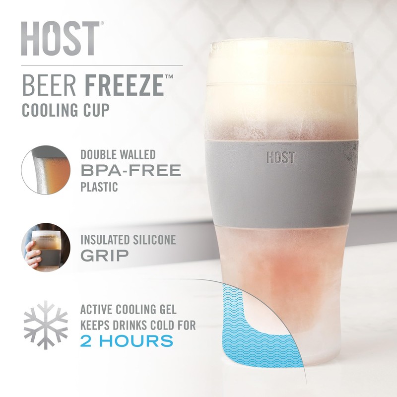 Host Freeze Beer Glasses, Freezable Beer Gifts for Men, Double