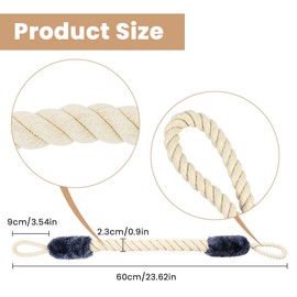 AYESY Door Stopper Latch, Pack of 2 Door Cord Clamping Protection, 60 cm Cotton Door Stopper Rope for Pets and Children, Finger Protection, Door Handle Stopper, No More Slamming the Door (Blue)