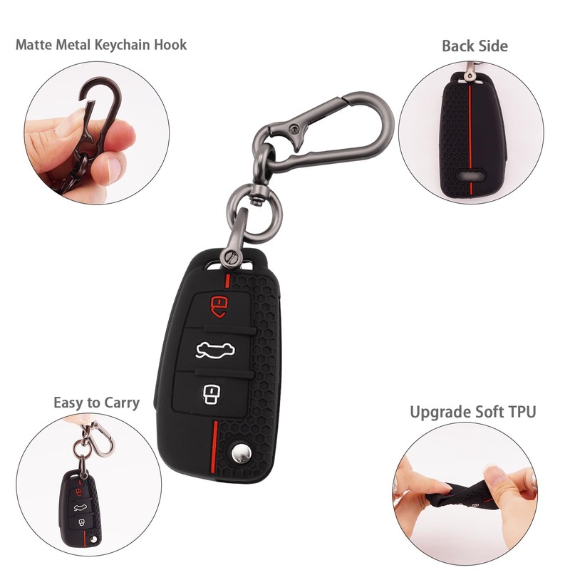 ERMWALR Full Car Key Case, black/grey