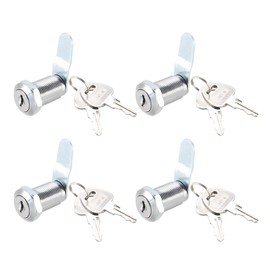 sourcing map Cam Lock 1-1/8" Cylinder Long Cabinet Locks with No.4 Cam, Fits for 7/8" Max Thickness Panel, Keyed Different 4Pcs