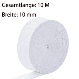 Omeblos Elastic for Sewing, Wide Elastic Bands, Pack of 2 White Elastic for Sewing 1cm Wide, Total 10 Meter Long, for Sewing Clothing Pants Accessories Stretch Belt Garment DIY Sewing Fabric
