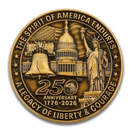 USA 250th Anniversary Commemorative Zinc Alloy Coin - United States of America Liberty & Courage 1776-2026