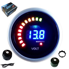 VEGA Pressure Gauge Voltmeter 8 to 18 V Digital Display and LEDs 52 mm French Brand