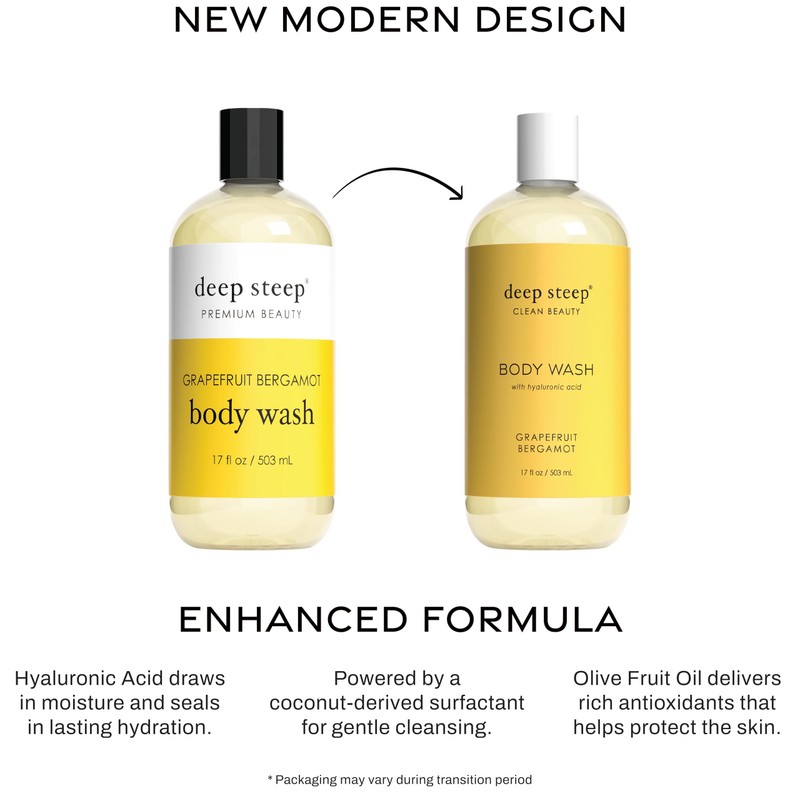 Deep Steep Body Wash, Grapefruit Bergamot, 17 oz – Hydrating
