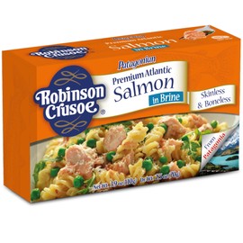 Robinson Crusoe Patagonian Salmon Pouch - Premium Atlantic Salmon Packet - Salmon Boneless & Skinless in Brine - Cooked Salmon, Ready to Eat - Pink Salmon Fish, 3.9 oz Pouch