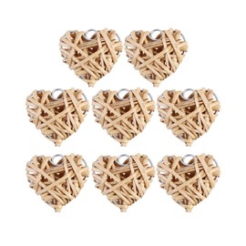 8pcs Rattan Decorative Twine Balls Twig Valentine s Day Heart Baubles Wood Wicker Ball Rustic Heart Shaped Wicker Balls Wedding Heart Decor Natural Baby Small Decoration Bamboo
