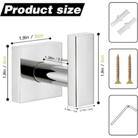 ALTPWJW Door Hooks,2 Pack Stainless Steel Towel Hooks for Bathrooms Screw in Coat Robe Hook(Chrome)