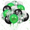 16 Pcs Green Black Confetti Latex Decoration Balloons, 12 Inch