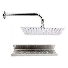 CNX Meer Regadera Con Tubo Y Repisa Para Baño Acero Inoxidable