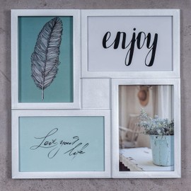 levandeo Picture Frame 4 Photos Silver Stand Photo Gallery Photo Frame Photo Collage Collage Glass Panel Table Decoration