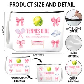 Haizct Tennis Girls Cute Makeup Bag With Zipper, Funny Cosmetic Bag Gifts for Tennis Player Lover, Birthday Thank You for Coach Player Fan, Gifts for Daughter Sister BFF