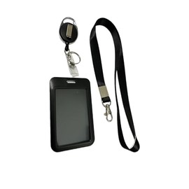 Sliding ID Badge Holder 3 pcs Hard Black Vertical Plastic Card Case Protector Pouch with Clear Window for School ID Credit Cards Proximity Key Cards Driver’s Passes Car Key Cards and Licenses