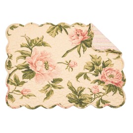 C&F Home 13" x 19" Journee Reversible Scalloped Quilted Vintage Floral Flower Themed Dining Tabletop Placemats, Set of 6 All Seasons Spring Summer Home Kitchen Dinner Table Décor Decoration S/6 Pink