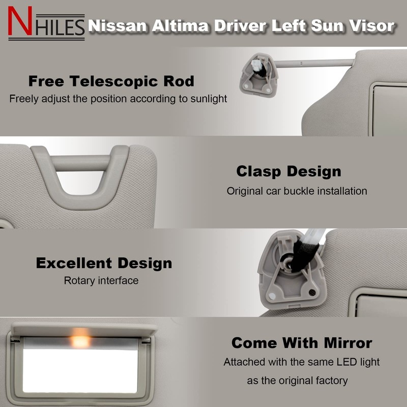 NHILES Left Driver Side Sun Visor Compatible with Nissan Altima